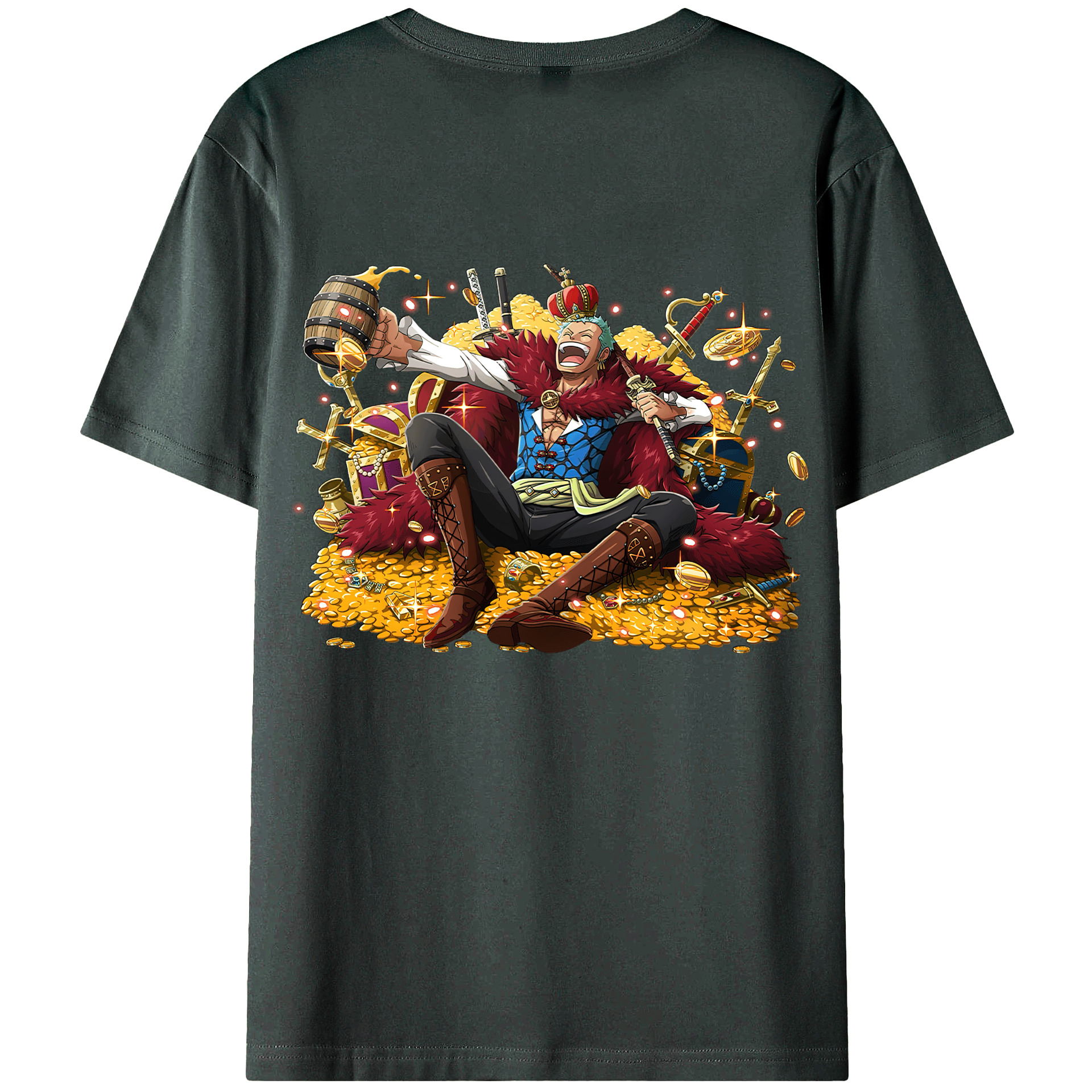 ワンピース ロロノア・ゾロ ONE PIECE Roronoa Zoro 綿100％ メンズ半袖Tシャツ（バックプリント） 通気性